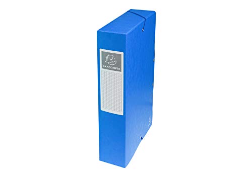 Exacompta 50602E 8er Pack Premium Sammelboxen Aufgebaut mit Gummizug 60 mm breit aus extra starkem Colorspan-Karton mit Rückenschild für DIN A4 Archivbox Heftbox Dokumentenbox Sammelmappe blau von Exacompta