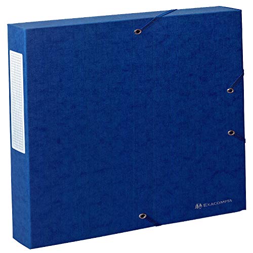 Exacompta 50812E Sammelbox Scotten aufgebaut mit Gummizug 40 mm breit aus extra starkem Colorspan-Karton mit Rückenschild für DIN A4 Archivbox Heftbox Dokumentenbox Sammelmappe blau von Exacompta