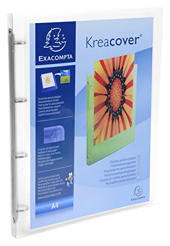 Exacompta 51968E Präsentationshefter KreaCover Kunststoffbezug außen und innen. 4 Ring-Mechanik DIN A4 Rücken 20mm ideal für Angebots- und Unternehmenspräsentationen transparent von Exacompta