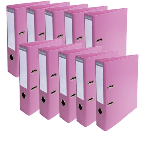 Exacompta 53755E 10er Pack Premium PVC-Ordner Prem´Touch Pastell. 7 cm breit DIN A4 Ringordner Aktenordner Briefordner Büroordner Plastikordner Schlitzordner Rosa von Exacompta