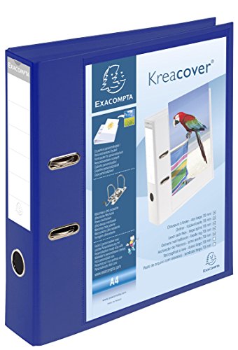 Exacompta 53789BE Präsentationsordner KreaCover PVC. 7 cm breit DIN A4 mit zwei Taschen innen und außen ideal für Angebots- und Unternehmenspräsentationen blau von Exacompta