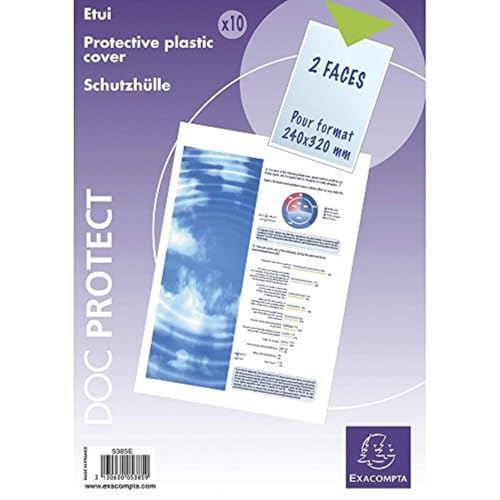 Exacompta 5385E 10er Pack Kunststoff Prospekthüllen 24 x 32 cm transparent glasklar oben offen Klarsichtfolie Plastikhülle Klarsichthülle ideal für Ordner Ringbücher und Hefter von Exacompta