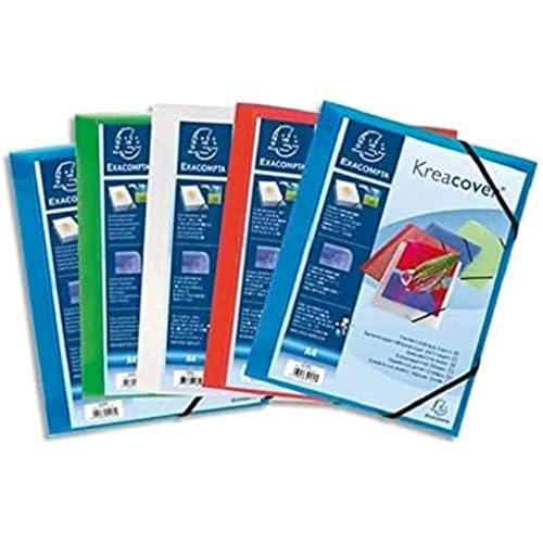 Exacompta 55189E Premium Einschlagmappe KreaCover. Aus Kunststoff DIN A4 mit 2 Gummizügen und 3 Klappen 1 Stück Zufallsfarbe Sammelmappe Dokumentenmappe ideal für Büro und Schule von Exacompta