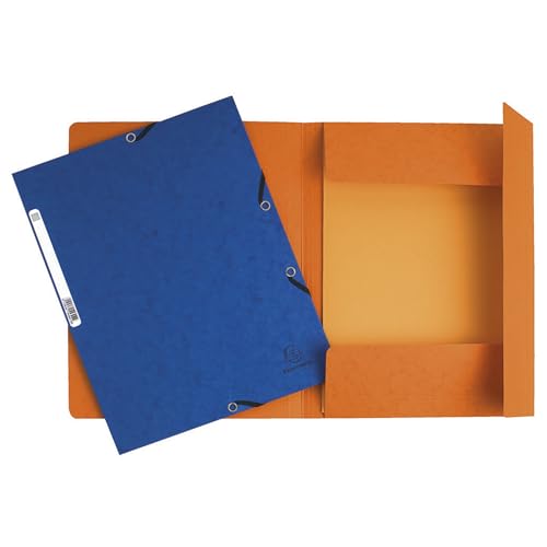 Exacompta 55300E 10er Pack Einschlagmappe. Aus extra starkem Colorspan-Karton DIN A4 mit 3 Klappen und Gummizügen farbig sortiert Sammelmappe Dokumentenmappe ideal für Büro und Schule von Exacompta