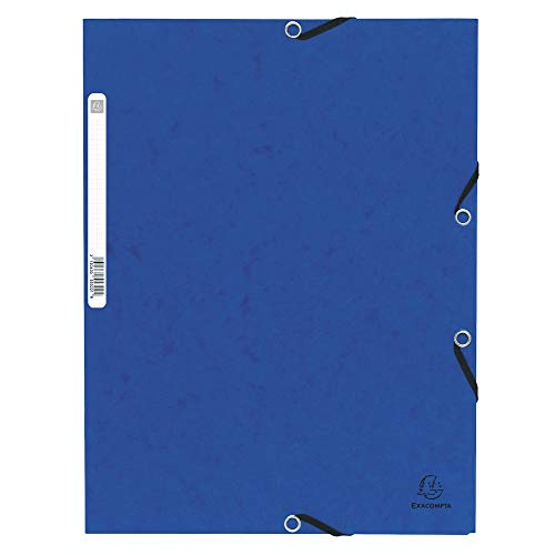 Exacompta 55300E Premium Eckspanner-Mappe. Aus extra starkem Colorspan-Karton DIN A4 mit 2 Gummizügen blau Sammelmappe Dokumentenmappe ideal für Büro und Schule von Exacompta