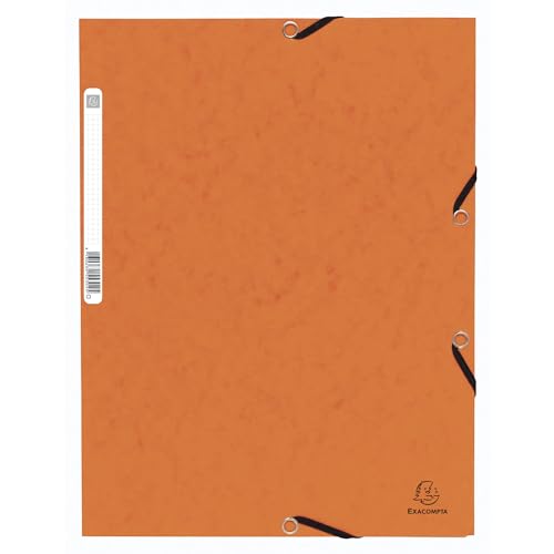 Exacompta 55304E 10er Pack Einschlagmappe. Aus extra starkem Colorspan-Karton DIN A4 mit 3 Klappen und Gummizügen orange Sammelmappe Dokumentenmappe ideal für Büro und Schule von Exacompta