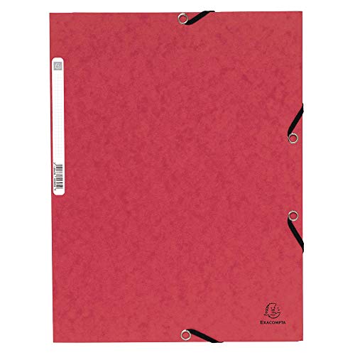 Exacompta 55305E Einschlagmappe. Aus extra starkem Colorspan-Karton DIN A4 mit 3 Klappen und Gummizügen rot Sammelmappe Dokumentenmappe ideal für Büro und Schule von Exacompta