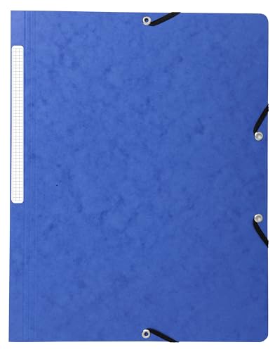 Exacompta 55412E 10er Pack Eckspanner-Mappe. Aus Colorspan-Karton DIN A4 mit 2 Gummizügen blau Sammelmappe Dokumentenmappe ideal für Büro und Schule von Exacompta