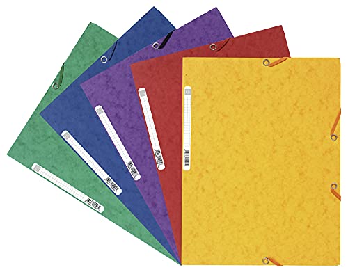 Exacompta 55515E 10er Pack Premium Einschlagmappe. Aus extra starkem Colorspan-Karton mit 3 Innenklappen und 2 Gummizügen DIN A4 farbig sortiert Sammelmappe Dokumentenmappe für Büro und Schule von Exacompta