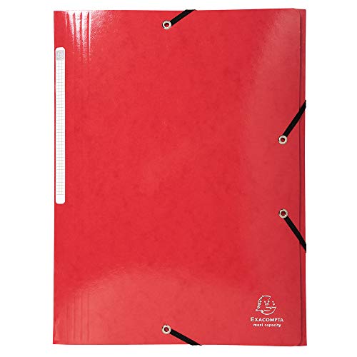 Exacompta 55825E 10er Pack Einschlagmappen Iderama. Aus Colorspan-Karton mit 3 Klappen und 2 Gummizügen, 24 x 32 cm, DIN A4, Rot Sammelmappe Dokumentenmappe für Büro und Schule von Exacompta