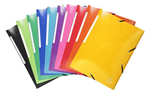 Exacompta 55829E Premium Einschlagmappe Iderama. Aus beschichteten Colorspan-Karton DIN A4 mit 2 Gummizügen und 3 Klappen 1 Stück Zufallsfarbe Sammelmappe Dokumentenmappe von Exacompta