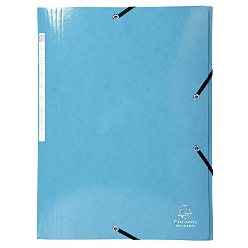 Exacompta 55930E 10er Pack Einschlagmappen Iderama. Aus Colorspan-Karton mit 3 Klappen und 2 Gummizügen, 24 x 32 cm, DIN A4, hellblau Sammelmappe Dokumentenmappe für Büro und Schule von Exacompta