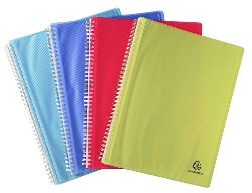 Exacompta 56072E 1 Linicolor Dokumententasche mit Spiralbindung 40 glatte Kristalltaschen 80 Ansichten für A4-Format steifes Polypro-Deckblatt 4 zufällige Farben von Exacompta