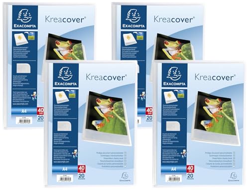 Exacompta 5728E Sichtmappe (PP 500µ mit 20 Hüllen Krea Cover Chromaline, für Format DIN A4, 21 x 29,7 cm, transparent) 1 Stück kristall (Packung mit 4) von Exacompta