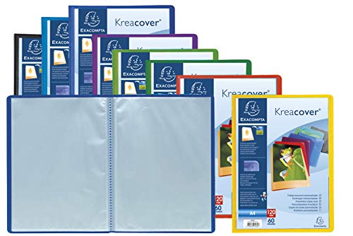 Exacompta 5739E 8er Pack Sichtmappen KeaCover aus Kunststoff DIN A4 mit 90 Klarsichthüllen, 180 Sichten, perfekt für die Schule und das Büro Aktenhülle, Prospekthülle, farbig sortiert von Exacompta