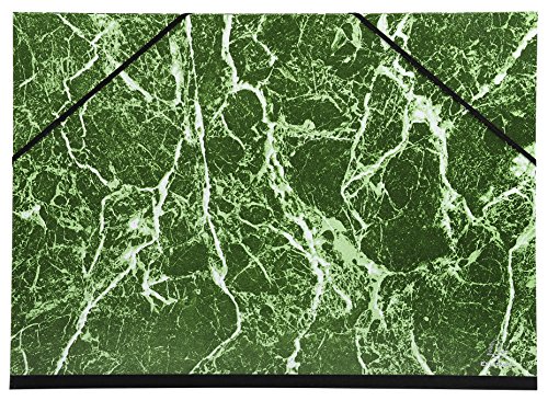 Exacompta 632E Zeichenmappe Annonay für DIN A3+ mit Gummizugverschluss. Aus extra starkem Karton 3cm Rückenbreite schwarz-grün marmoriert ideal zum transportieren und aufbewahren von Exacompta