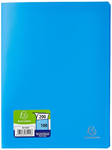 Exacompta 85102E Premium Sichtmappe aus blickdichten Kunststoff DIN A4 mit 100 Klarsichthüllen, 200 Sichten, perfekt für die Schule und das Büro Aktenhülle, Prospekthülle, blau von Exacompta