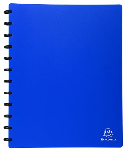 Exacompta 86362E 4er Pack Ringmappe mit 30 abnehmbaren genarbten Hüllen, 60 Ansichten für DIN A4 mit 6 Trennblättern blau Spiralmappe Ringbuchmappe Aktenhülle von Exacompta