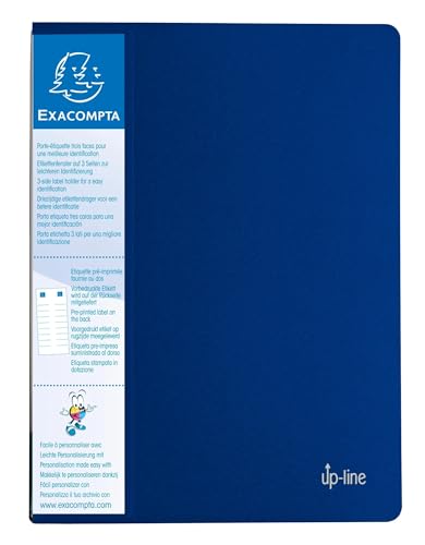 Exacompta 88202E 20er Pack Sichtmappe up-line aus Festem PP 800µ mit 20 Hüllen und etikett auf 3 Seiten für DIN A4 blau Perfekt für die Schule und das Büro Aktenhülle Prospekthülle von Exacompta