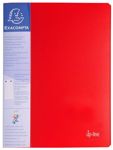 Exacompta 88205E 20er Pack Sichtmappe up-line aus Festem PP 800µ mit 20 Hüllen und etikett auf 3 Seiten für DIN A4 rot Perfekt für die Schule und das Büro Aktenhülle Prospekthülle von Exacompta