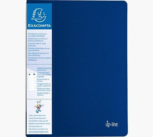 Exacompta 88302E Sichtmappe up-line aus Festem PP 800µ mit 30 Hüllen und etikett auf 3 Seiten für DIN A4 blau Perfekt für die Schule und das Büro Aktenhülle Prospekthülle von Exacompta