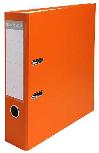 Exacompta 918414B Kunststoff-Ordner 8 cm breit DIN A4 Kunststoffbezug außen Papierbezug innen Rückenschild austauschbar Ringordner Aktenordner Briefordner Büroordner Plastikordner orange von Exacompta