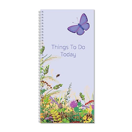 Exacompta GS004Z Things To Do Today Notizbuch, 90 g/m² Papier, 140 mm x 297 mm, 40 Blatt liniertes Papier mit Schmetterlings-Design, ideal zum Organisieren von Exacompta