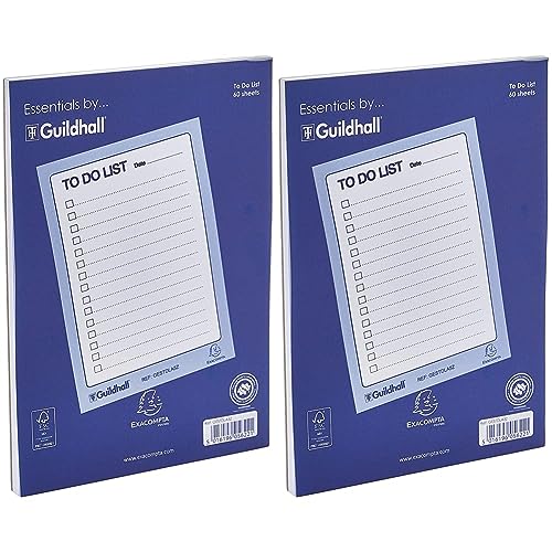 Exacompta Guildhall Essentials To Do List Pad A5 60 Sheets Blue/White (Packung mit 2) von Exacompta