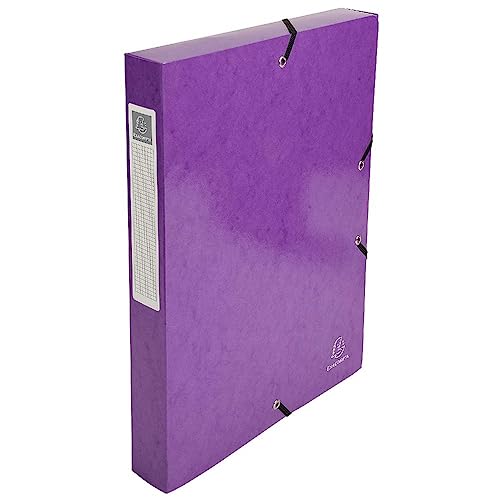 Exacompta 59926E 1 Abheftbox mit Gummibändern IDERAMA aus Glanzkarton 600g/m2 Rückseite 4 cm Maße 25 x 33 cm für A4-Dokumente Farbe violett wird montiert geliefert von Exacompta