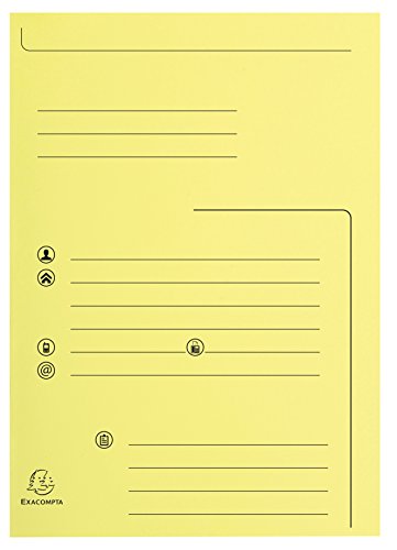 Exacompta 334005E 25er Pack Aktenmappe bedruckt mit 2 Klappen 210 g/m² in Pastellfarben PEFC™zertifiziert für DIN A4 Kanarienfarben Sammelmappe Dokumentenmappe von Exacompta