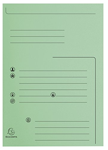 Exacompta 334004E 25er Pack Aktenmappe bedruckt mit 2 Klappen 210 g/m² in Pastellfarben PEFC™zertifiziert für DIN A4 hellgrün Sammelmappe Dokumentenmappe von Exacompta