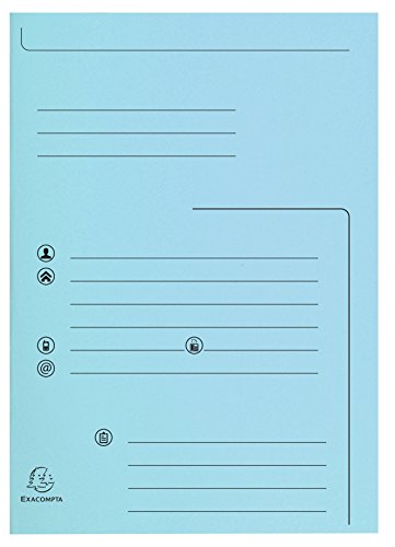 Exacompta 334006E 25er Pack Aktenmappe bedruckt mit 2 Klappen 210 g/m² in Pastellfarben PEFC™zertifiziert für A4 hellblau Sammelmappe Dokumentenmappe von Exacompta