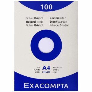 Exacompta Karteikarten A4 blanko weiß VE=100 Stück von Exacompta