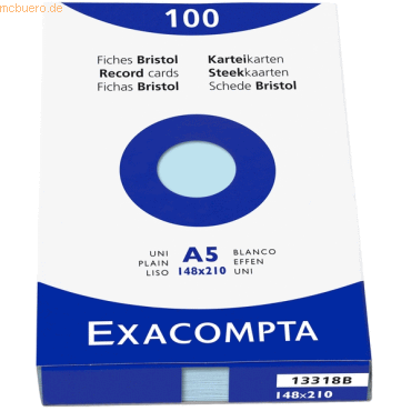 Exacompta Karteikarten A5 blanko blau VE=100 Stück von Exacompta