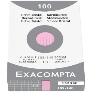 Exacompta Karteikarten A7 kariert rosa VE=100 Stück von Exacompta