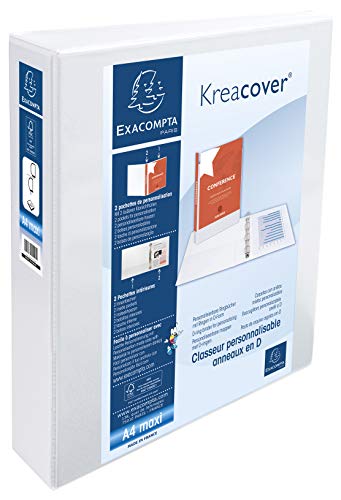 Exacompta Kreacover PP Ringbuch, A4, 2 D-Ringe, 75 mm Rücken, weiß von Exacompta