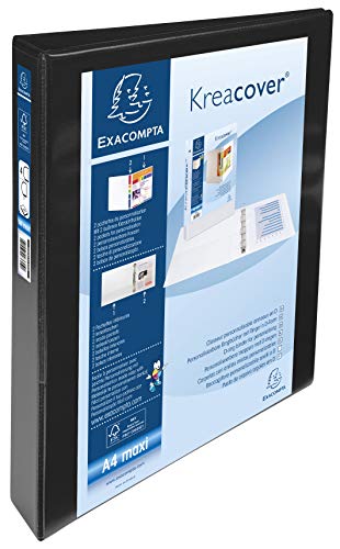 Exacompta Kreacover PP Ringbuch, A4 Maxi, 4 D-Ringe, 47 mm Rücken, schwarz von Exacompta