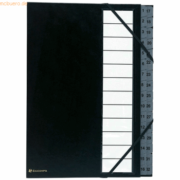 Exacompta Ordnungsmappe Ordonator A4 32 Fächer 1-32 schwarz von Exacompta