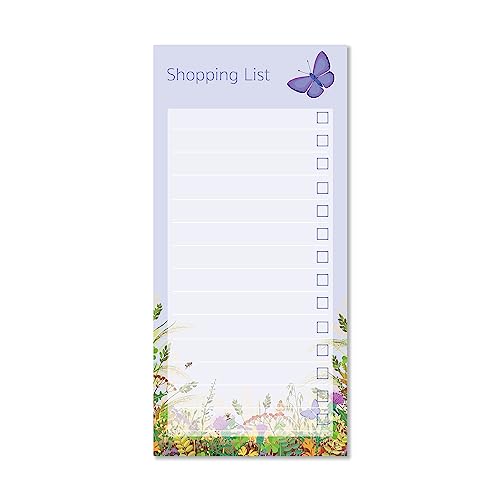 Exacompta - Ref GS001Z Einkaufsliste Notizblock, 90 g/m² Papier, 98 mm x 210 mm, 40 Blatt liniertes Papier mit Schmetterlings-Design, ideal für Ordnung von Exacompta