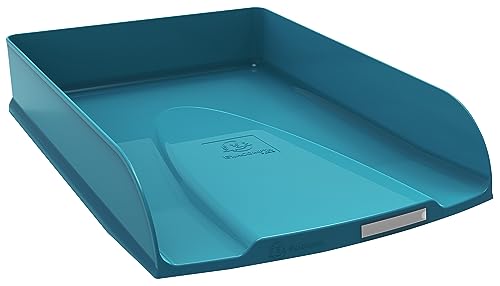 Exacompta - Ref. 11128D - Briefablage Combo STYLI Neo Déco - für Dokumente im Format A4+ - Maße 34 x 25 x 6,5 cm - Etikettenhalter - für 500 Blatt - Farbe Enteneiblau von Exacompta