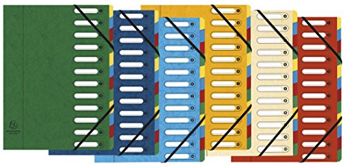 Exacompta - Ref. 5312E Mehrteilige Mundharmonika-Ordner, 24,5 x 32 cm, geeignet für A4-Dokumente, 12 mehrfarbige Fächer, Premium-Pressboard-Einband, verschiedene Farben von Exacompta