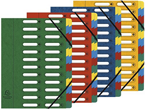 Exacompta - Ref. 5324E Harmonika-Mehrteil-Ordner, 24,5 x 32 cm, geeignet für A4-Dokumente, 24 mehrfarbige Fächer, Premium-Pressboard-Einband, verschiedene Farben von Exacompta