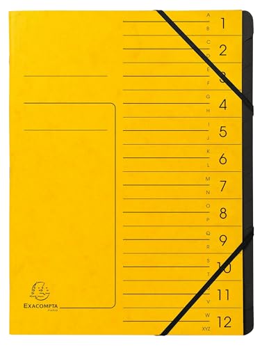 Exacompta - Ref. 541209E – Karton mit 10 Ordnern mit Klammerrücken – mit Gummibändern – bedruckter Deckel aus Glanzkarton und schwarzer Innenseite aus recycelter Karte – 12 Fächer – 24,5 x 32 cm – A4 Exacompta - Ref. 541209E – Karton mit 10 Ordnern mit Klammerrücken – mit Gummibändern – bedruckter Deckel aus Glanzkarton und schwarzer Innenseite aus recycelter Karte – 12 Fächer – 24,5 x 32 cm – A4 von Exacompta