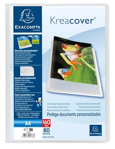 Exacompta - Ref. 5788E – Karton mit 8 Dokumentenhüllen Kreacover Chromaline – 80 Hüllen aus glattem Kristallglas – 160 Seiten – für A4 – Maße: 24 x 32 cm – Einband aus halbfestem Polypropylen – von Exacompta