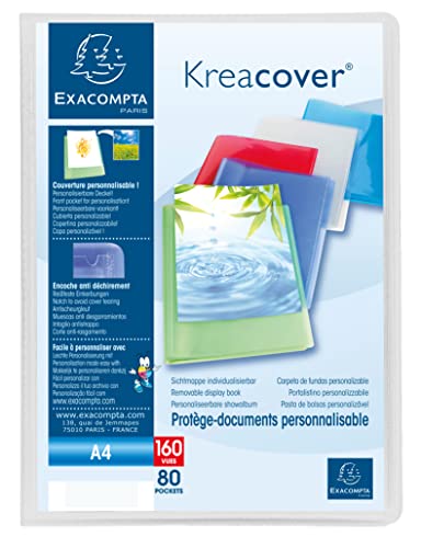 Exacompta - Referenz 5788E - 1 Kreacover Chromaline Dokumentenmappe - 80 glatte Klarsichthüllen - 160 Ansichten - für A4 - Format 24 x 32 cm - halbfester Polypro-Einband - farblos von Exacompta