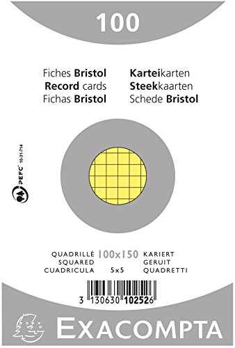 Exacompta karierte Karteikarten zum Bedrucken, 100 x 150 mm, 100 Stück 100x150mm grün von Exacompta