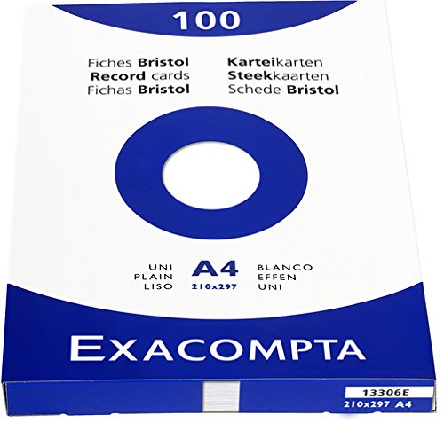 Karteikarten A4 blanko weiß 205g 100 St von Exacompta