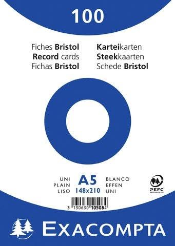 Karteikarten A5 blanko weiß 205g 100 St von Exacompta