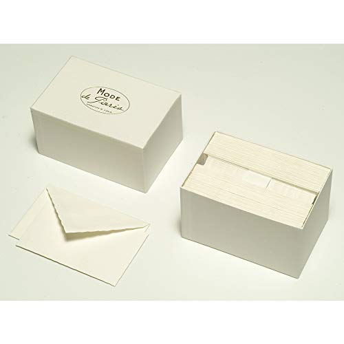 G.Lalo 92300L Karten Geschenkbox Mode de Paris (25% Hadern mit 30 Karten Vergé Papier 300 g, 97 x 152 mm, mit mittelaltericher Vergé Rand, 30 gummierte Umschläge, gefüttert, 100 x 159 mm, 1 Pack) weiß von G.Lalo