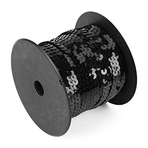 Exblue DIY 100 Yards 6mm Shiny Trim Nähschnüre Flache runde Pailletten Linie Zubehör(Black) von Exblue